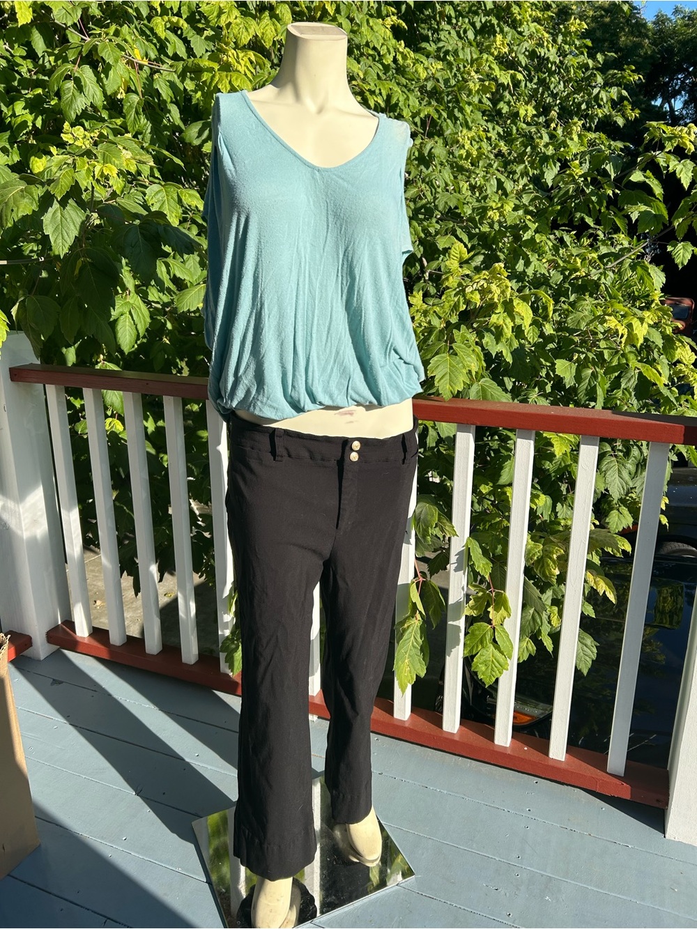 Light Blue Sleeveless Flowy Top